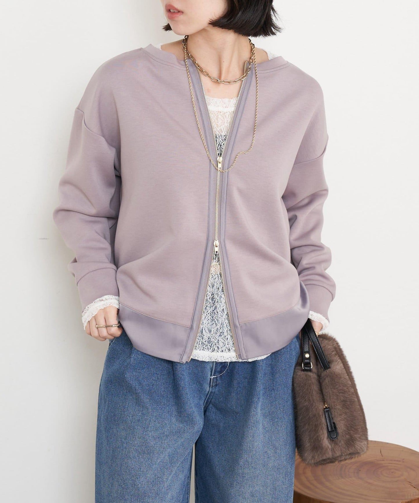 蕾絲透視針織衫