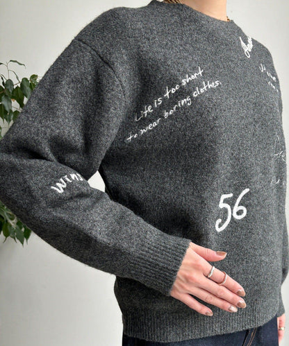 字母刺繡套頭衫