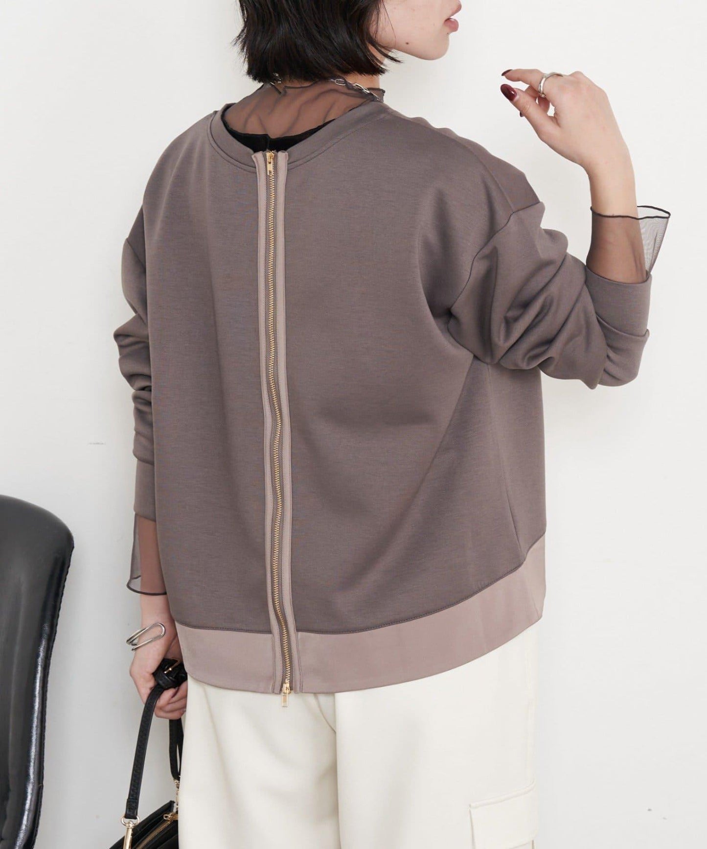 雙拉鍊紙板套頭衫