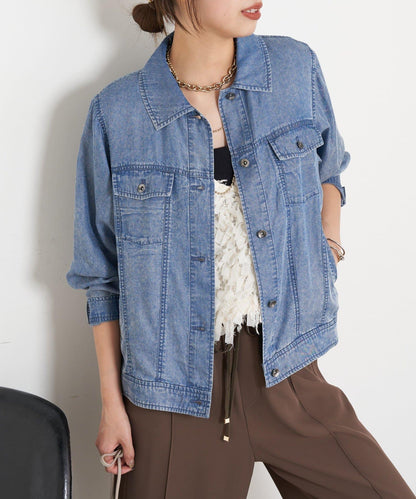 天絲牛仔立領夾克