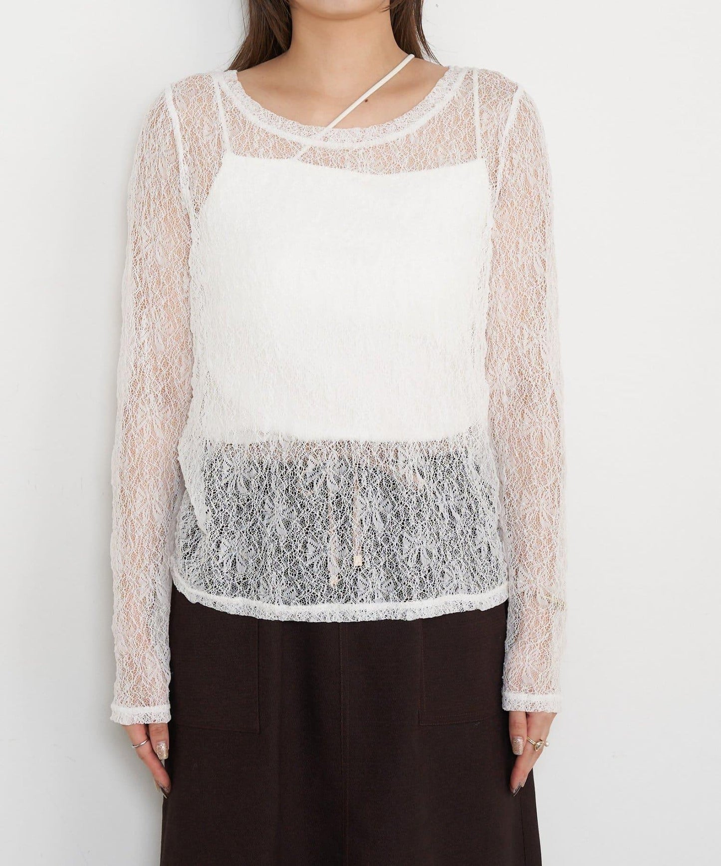 蕾絲透視針織衫
