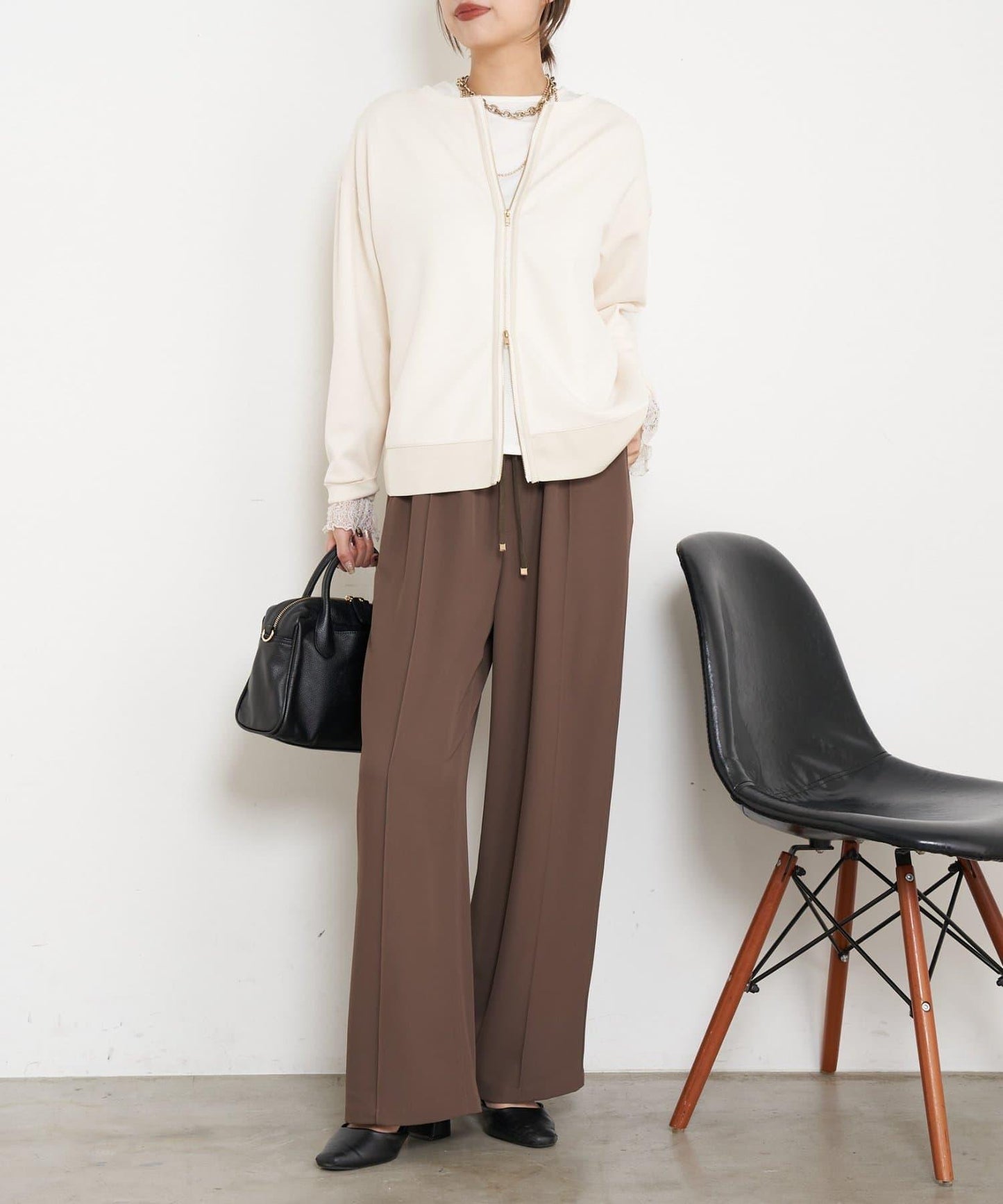 雙拉鍊紙板套頭衫