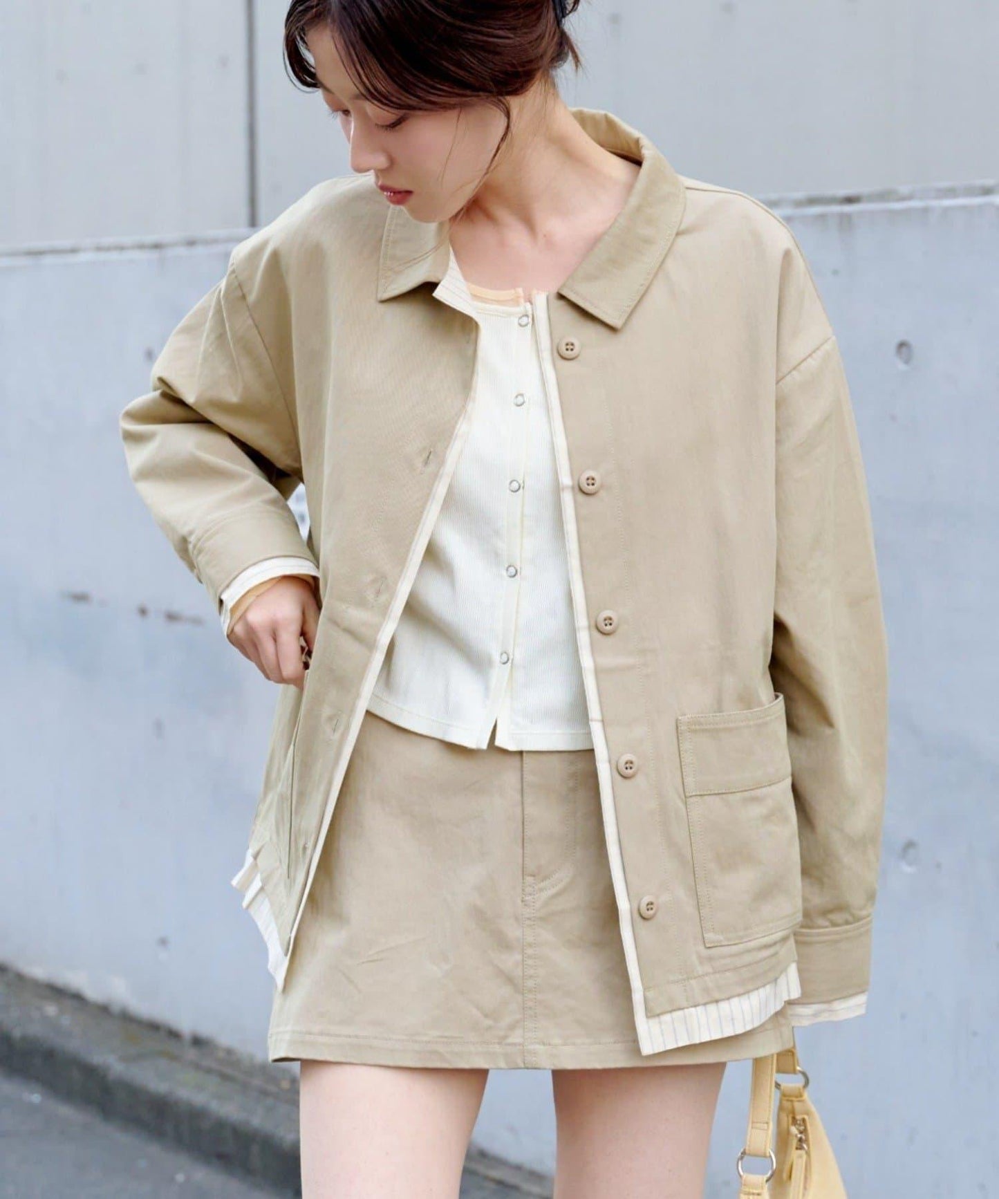 層疊中長款襯衫夾克