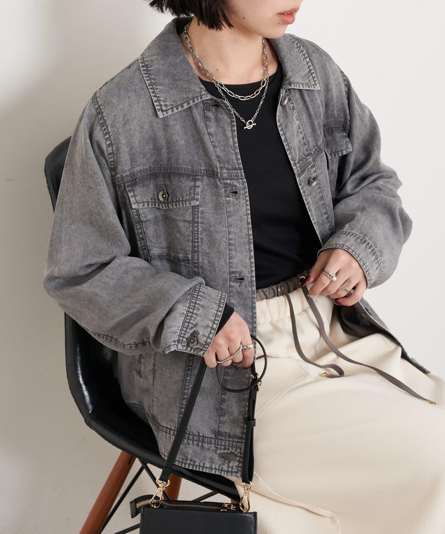 天絲牛仔立領夾克