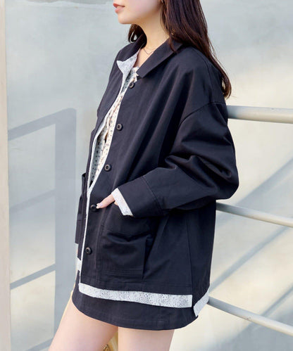 層疊中長款襯衫夾克