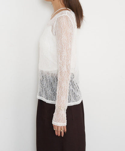 蕾絲透視針織衫