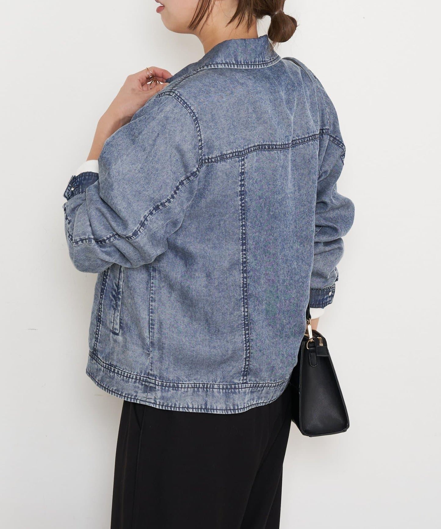 天絲牛仔立領夾克