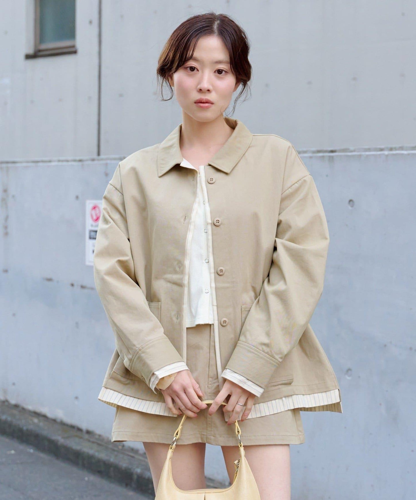 層疊中長款襯衫夾克