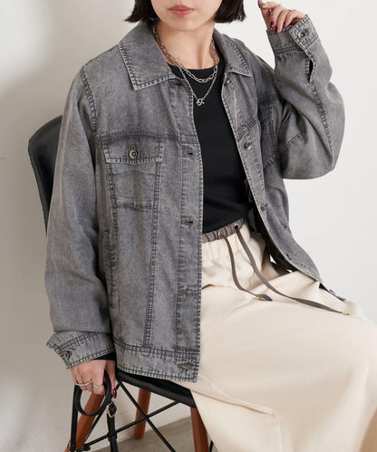 天絲牛仔立領夾克