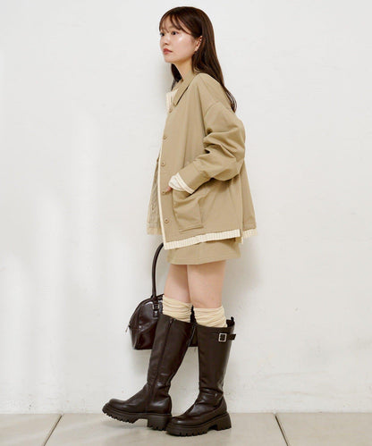 層疊中長款襯衫夾克