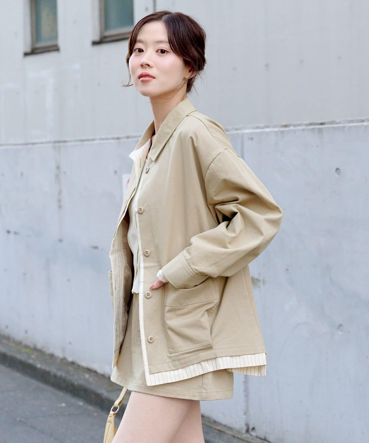 層疊中長款襯衫夾克