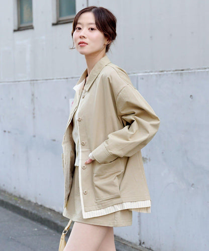 層疊中長款襯衫夾克