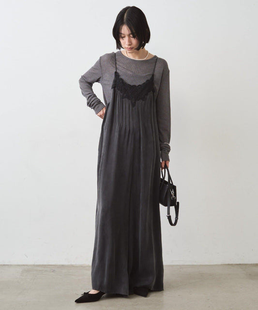 蕾絲緞面吊帶連體褲