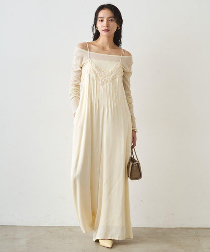 蕾絲緞面吊帶連體褲