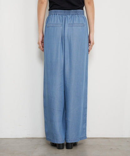 天絲褶皺寬腿褲