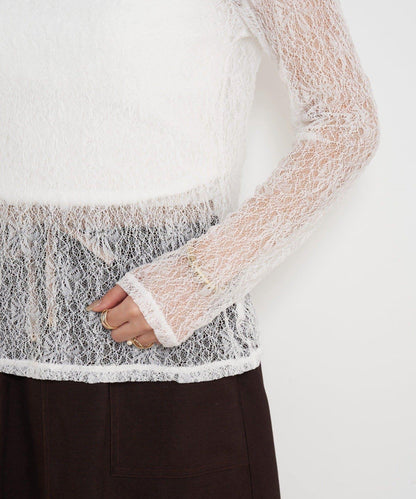 蕾絲透視針織衫