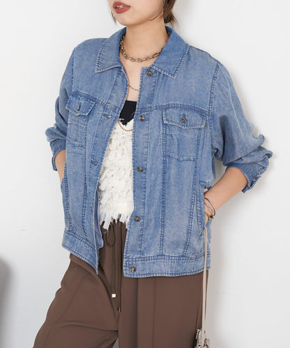 天絲牛仔立領夾克