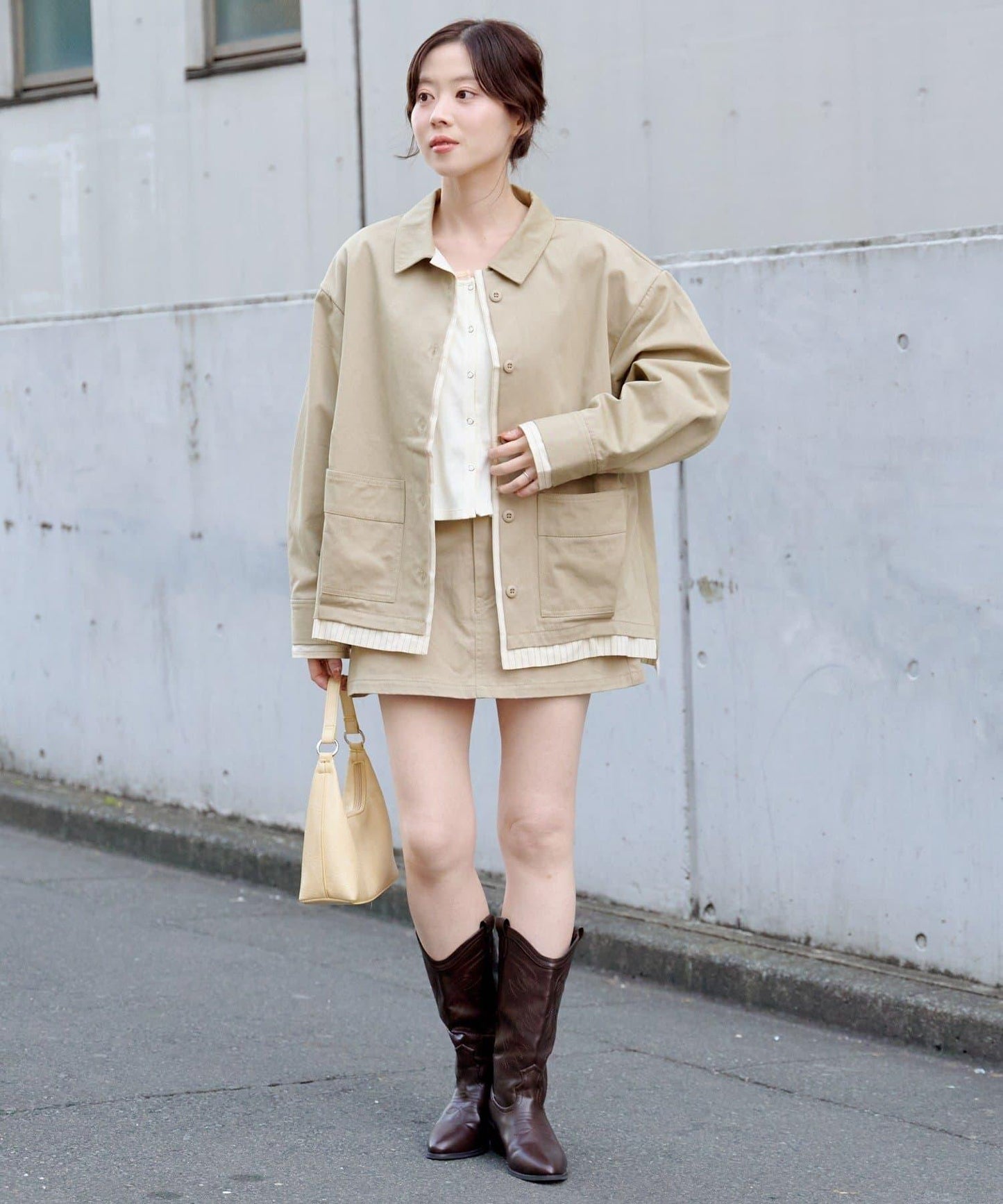 層疊中長款襯衫夾克