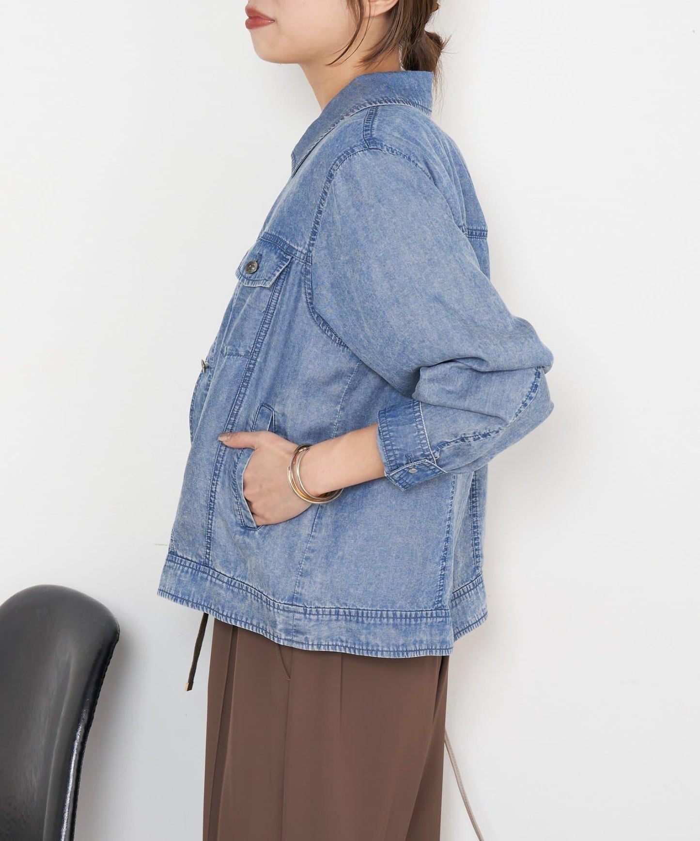 天絲牛仔立領夾克