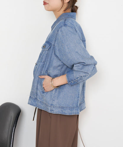 天絲牛仔立領夾克