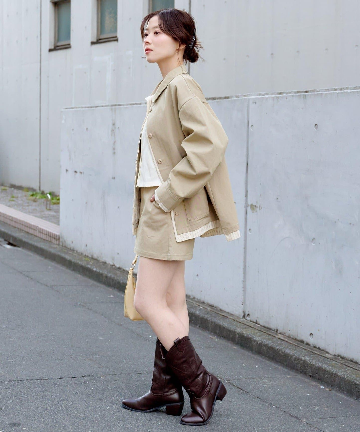 層疊中長款襯衫夾克