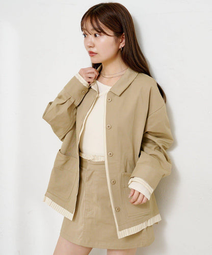 層疊中長款襯衫夾克