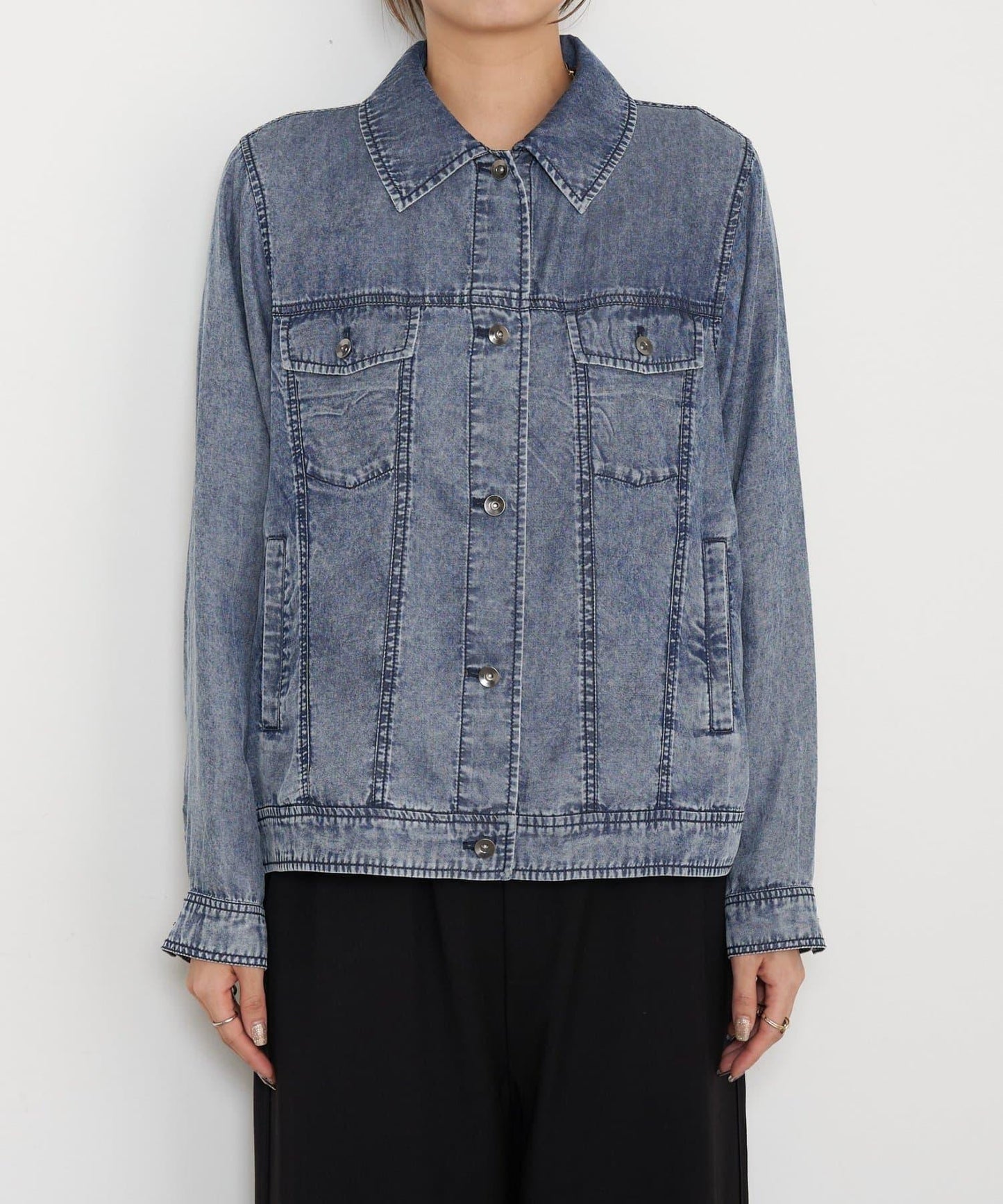 天絲牛仔立領夾克