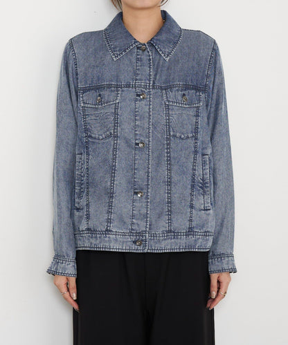 天絲牛仔立領夾克