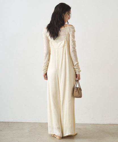 蕾絲緞面吊帶連體褲