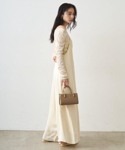 蕾絲緞面吊帶連體褲