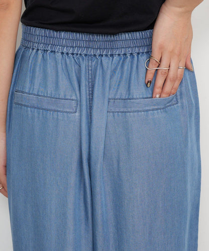 天絲褶皺寬腿褲