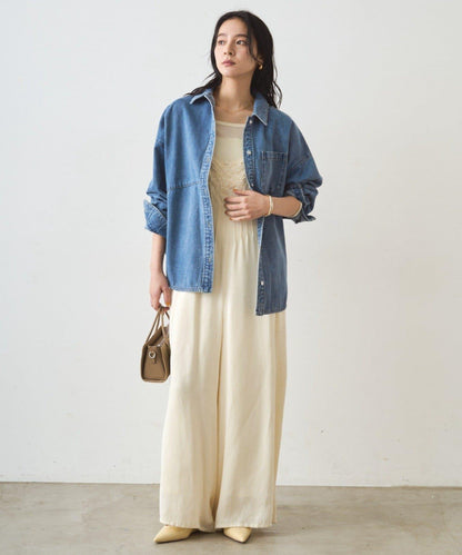 蕾絲緞面吊帶連體褲