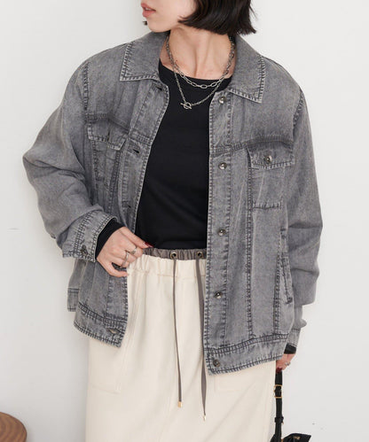天絲牛仔立領夾克
