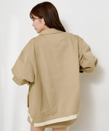 層疊中長款襯衫夾克