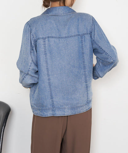 天絲牛仔立領夾克