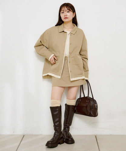 層疊中長款襯衫夾克