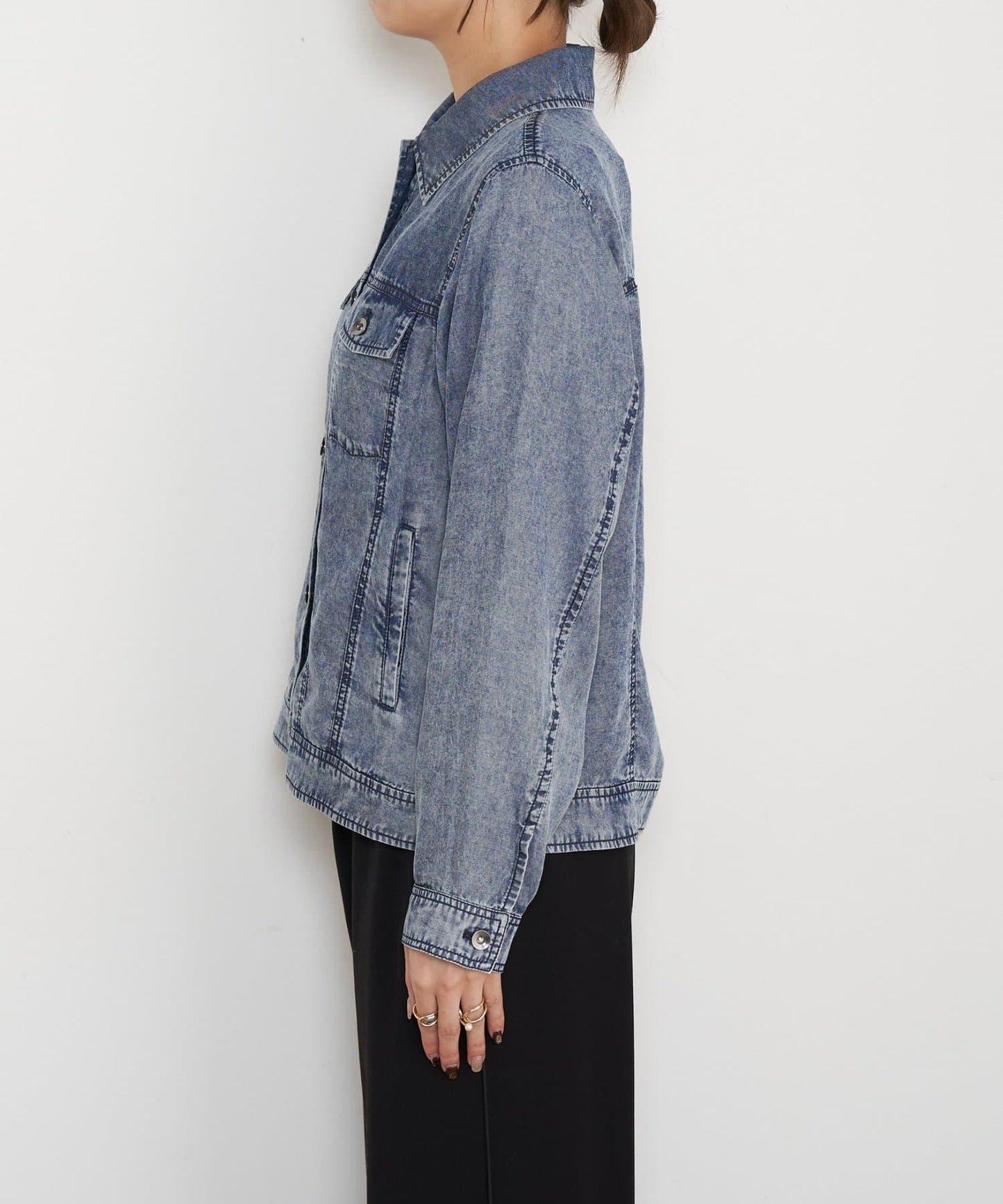 天絲牛仔立領夾克