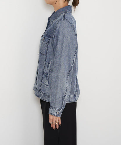 天絲牛仔立領夾克