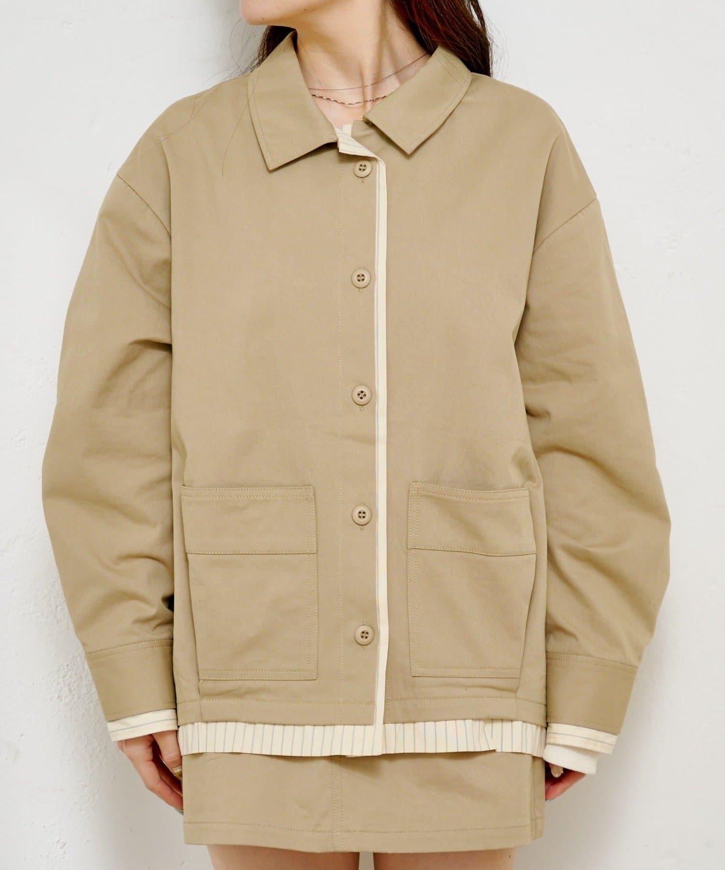 層疊中長款襯衫夾克