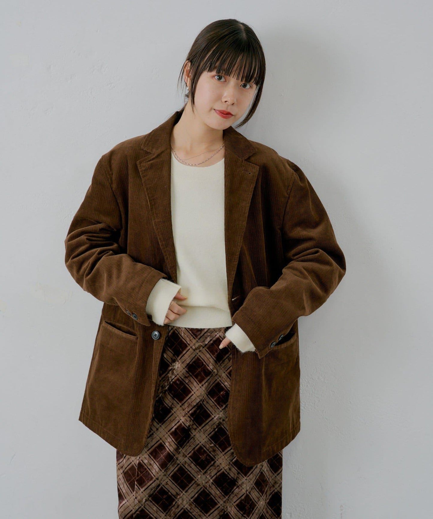 【WHIMSIC/SETUP対応】燈芯絨2粒扣西裝外套