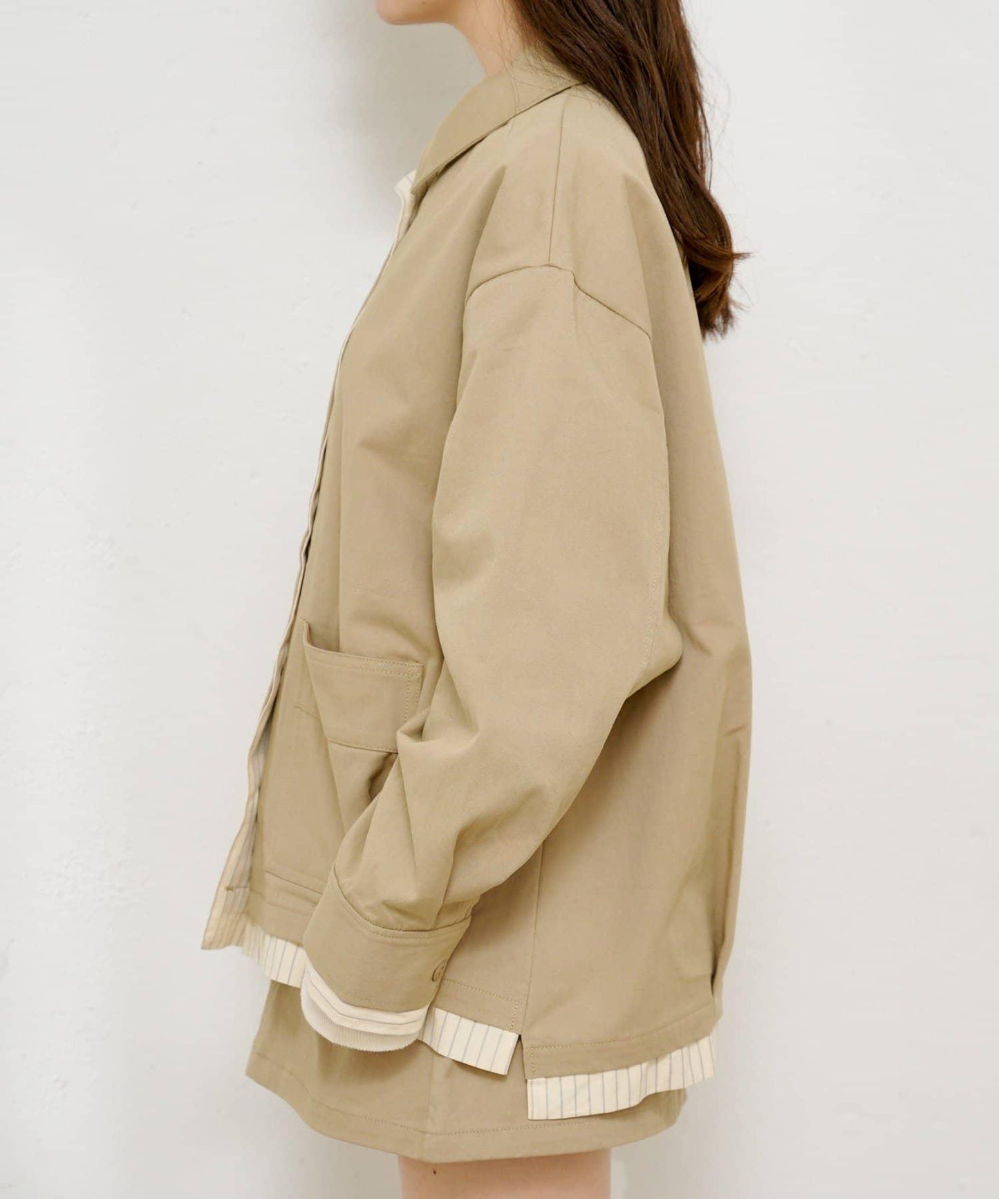 層疊中長款襯衫夾克