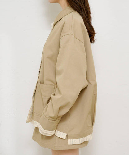 層疊中長款襯衫夾克