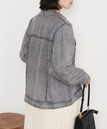 天絲牛仔立領夾克