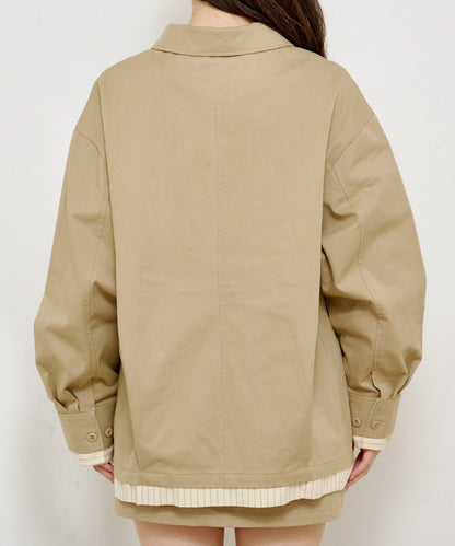 層疊中長款襯衫夾克