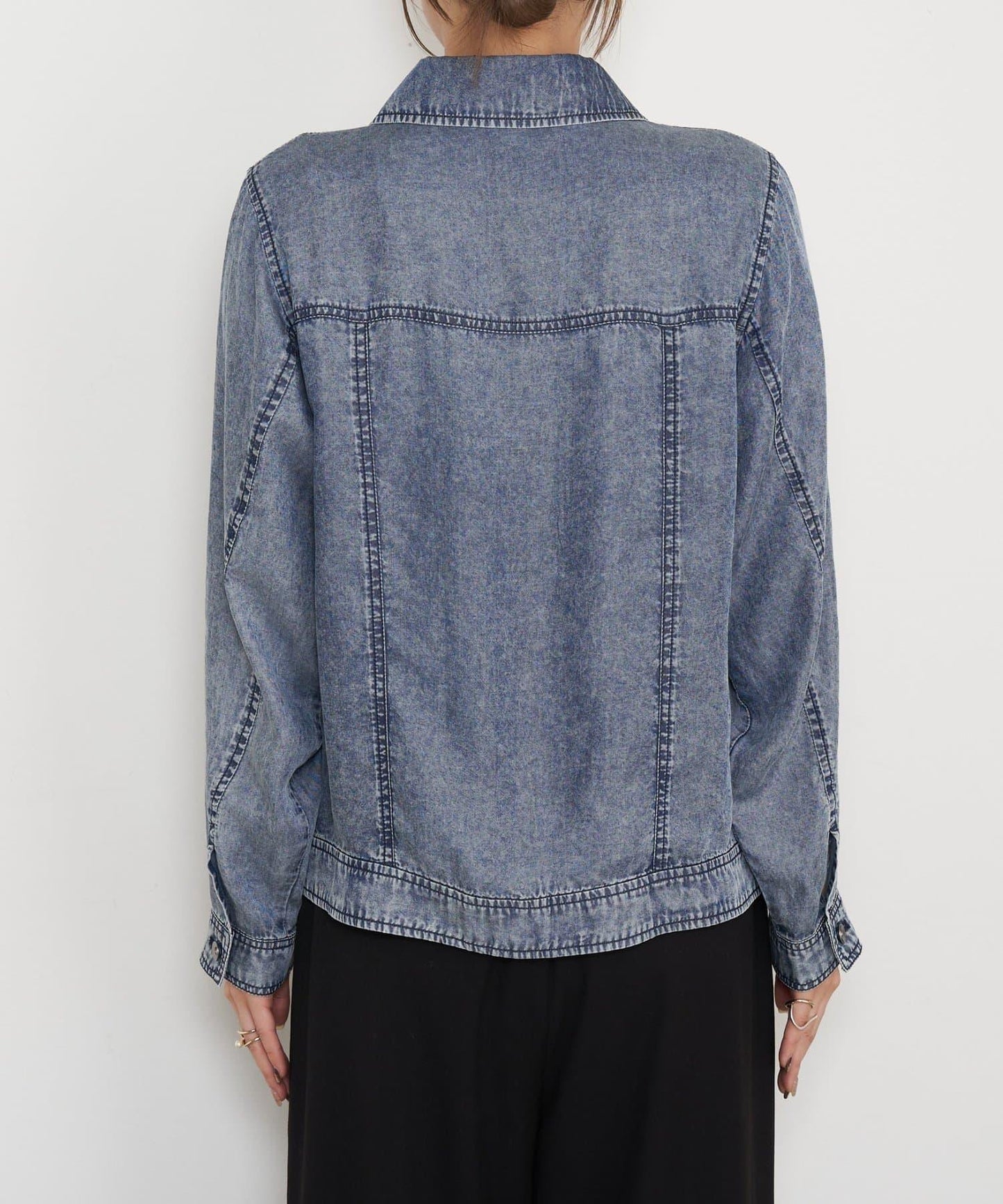 天絲牛仔立領夾克