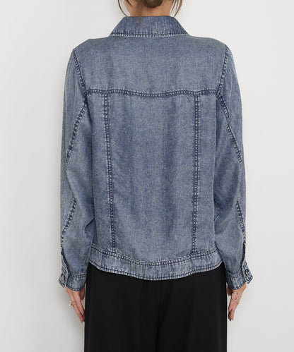 天絲牛仔立領夾克