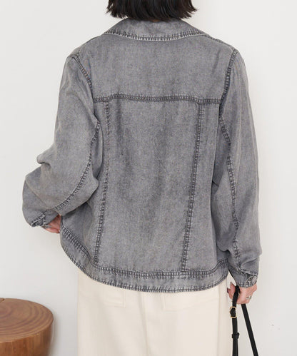 天絲牛仔立領夾克