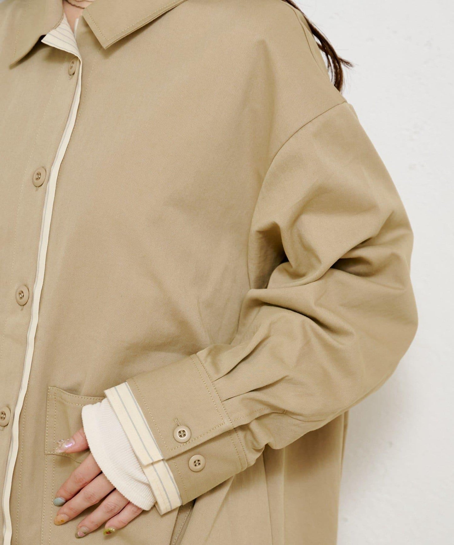 層疊中長款襯衫夾克