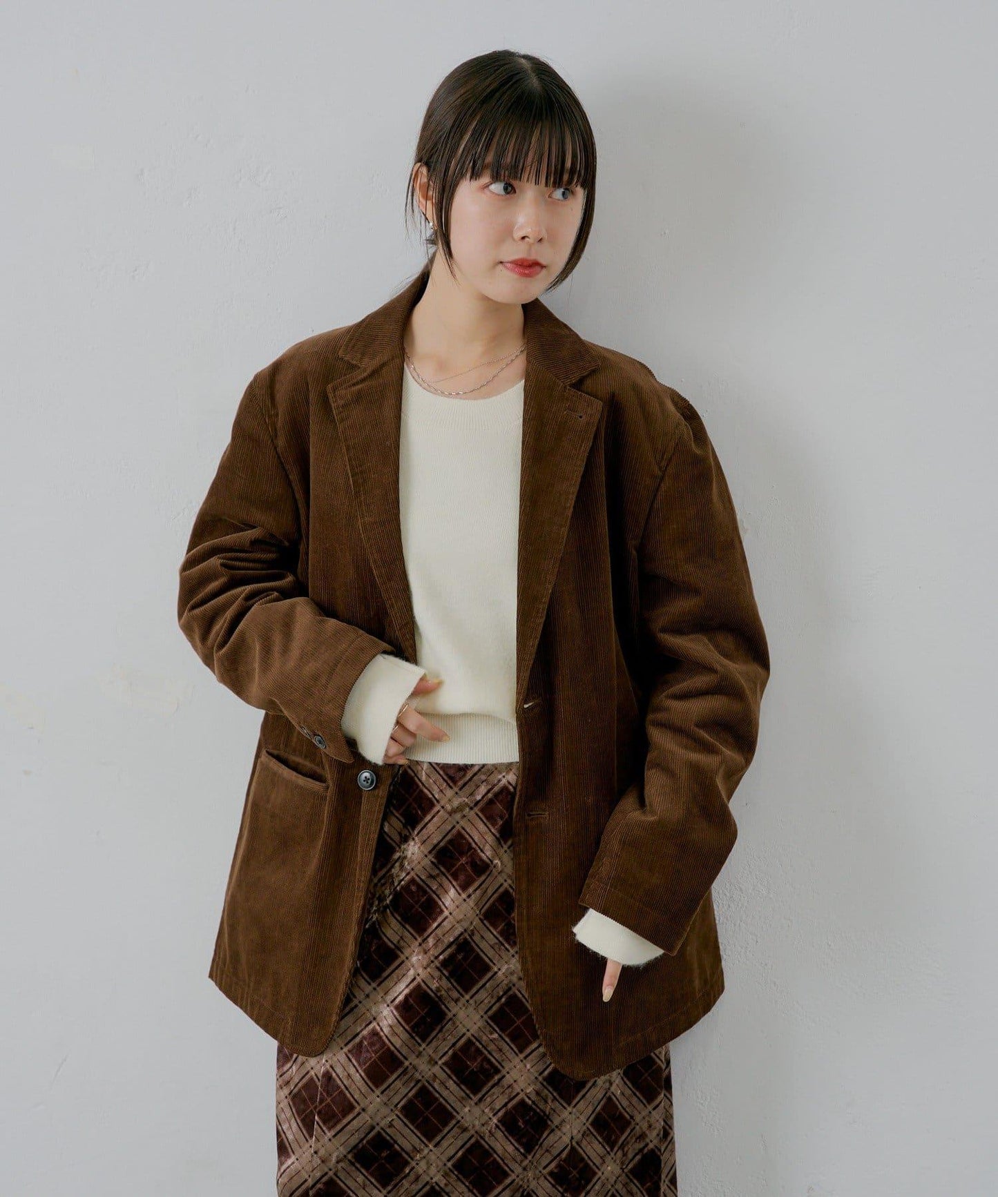 【WHIMSIC/SETUP対応】燈芯絨2粒扣西裝外套