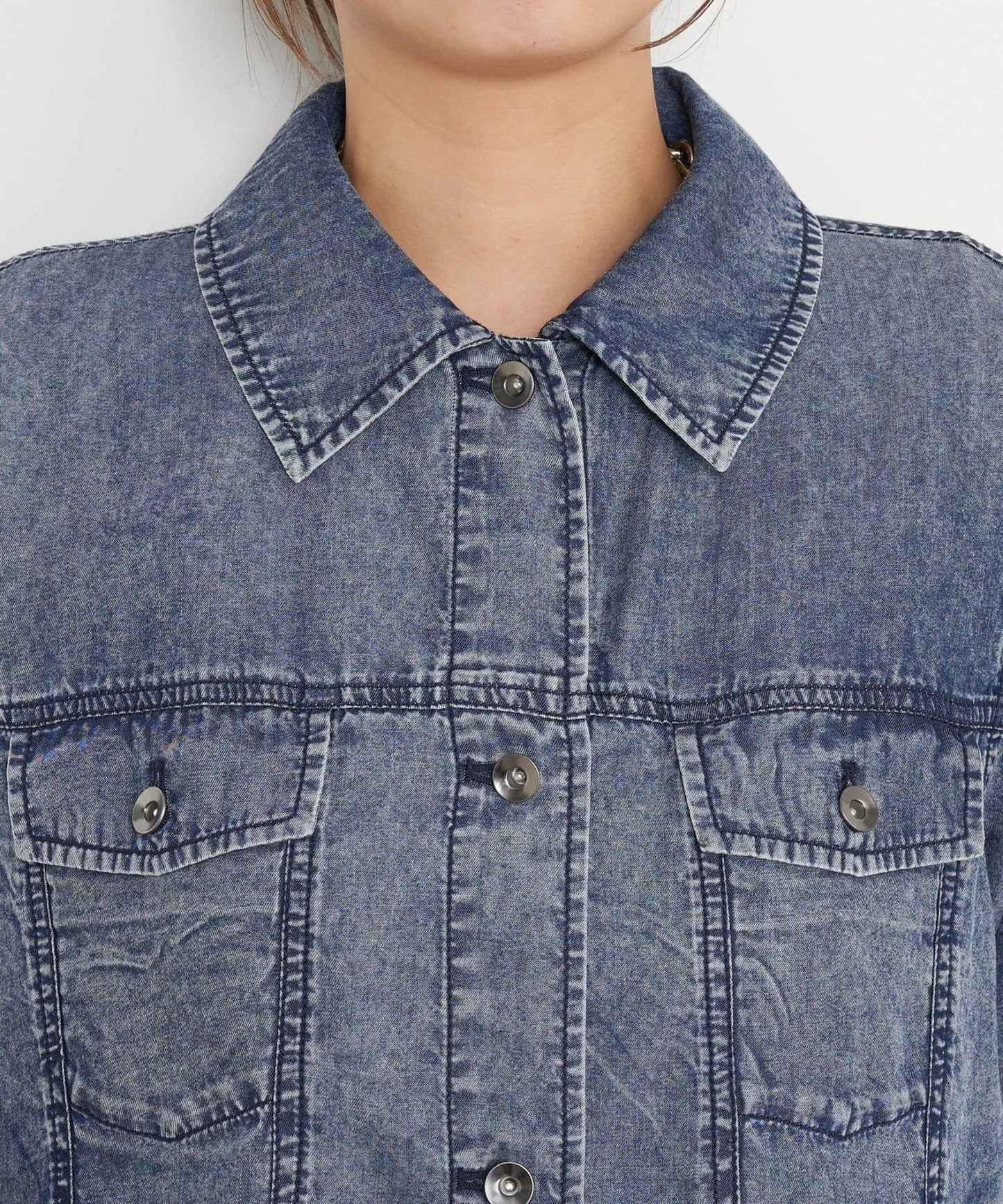 天絲牛仔立領夾克